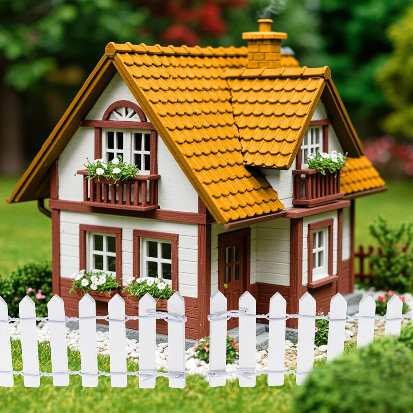 Bewudy 35 Inches Mini Fairy Garden Fence, Small Wood Decorative Picket Fence, White Picket Fence Miniature Ornaments for Dollhouse Plant Pot Fairy Garden Accessories Outdoor