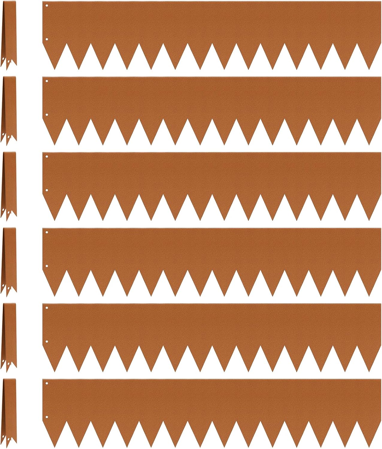 Landscape Edging, 40 x 8 in Strips 6-Pack, Hammer-in Powder Coated Metal Garden Border with 6 Clips, Bendable Metal Landscape Edging for Yard Flower Bed Lawn Pathway Divider(Brown, 14 Teeth)