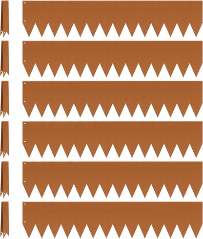 Landscape Edging, 40 x 8 in Strips 6-Pack, Hammer-in Powder Coated Metal Garden Border with 6 Clips, Bendable Metal Landscape Edging for Yard Flower Bed Lawn Pathway Divider(Brown, 14 Teeth)