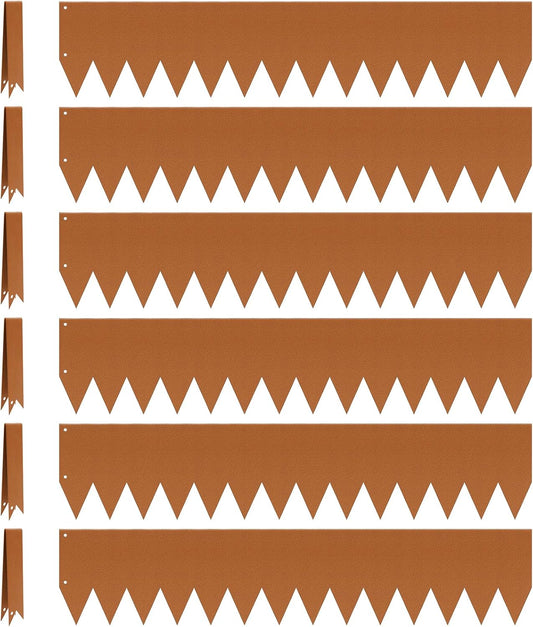 Landscape Edging, 40 x 8 in Strips 6-Pack, Hammer-in Powder Coated Metal Garden Border with 6 Clips, Bendable Metal Landscape Edging for Yard Flower Bed Lawn Pathway Divider(Brown, 14 Teeth)