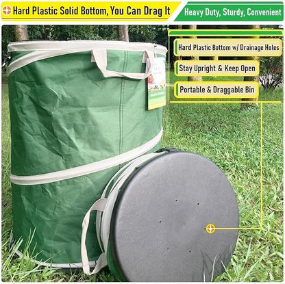 24-Gallon Collapsible Trash Can (19x21 in) Hard-Shell Bottom Yard Garden Bag for Yard Waste,Debris