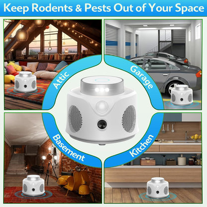 Ultrasonic Pest Repellent Indoor,Rodent Repeller Ultrasonic Plug in,Squirrel Mice/Rat Repellent Attic for House,Electronic Ultrasonic Mouse Repellent Devices,9 LED Strobe Lights 3 Model Switch