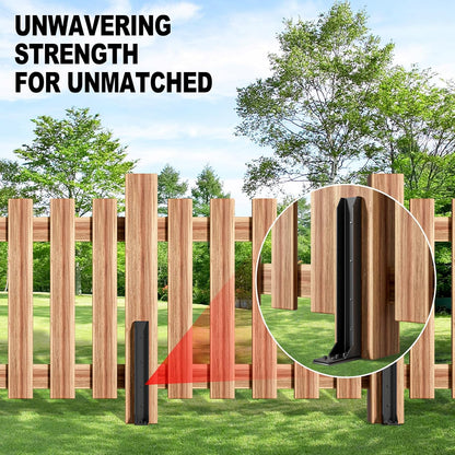 Fence Post Repair Kit，Heavy Duty Steel Fence Post Anchor Ground Spike ，Quick Fix Broken/Leaning Wood Posts with，and Fixed Fence Posts（4-Pack）