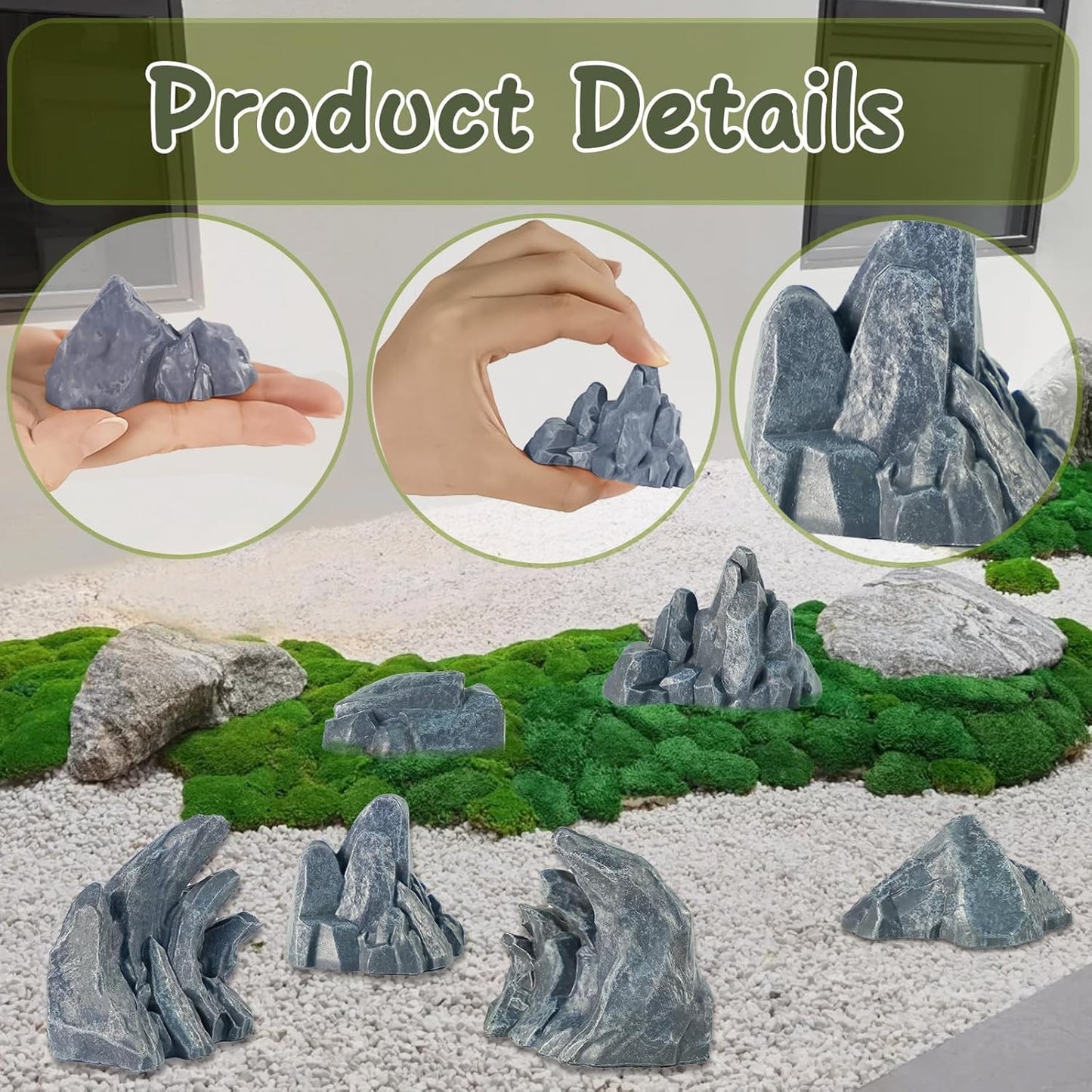 Warmtree 10 Pcs Simulation Rockery Diorama Rocks Stone for Diorama Supplies Miniature Terrain Fairy Garden Zen Garden Accessories Terrarium Decor Tank Aquarium Decoration (Grey)