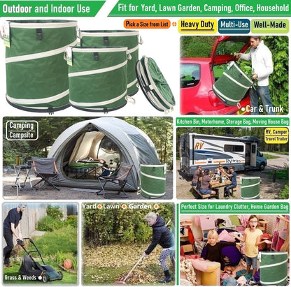 16 Gallon and 24 Gallon Collapsible Trash Can Solid Bottom for Pop-Up Trash Can,Recycling Bin,RV Camping Waste Bin,Laundry Hamper,Yard Waste Bag,Garden Debris Bag,Lawn Grass,Yard Weeds Bags,Leaf Bags