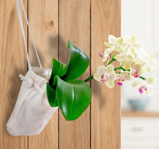 Cloth Hanging Plant Bag – Reusable Natural Hemp Fiber Flower Pot Holder for Indoor & Outdoor Use – Fits 3.5 Inch Pots – Strong Drawstring – Ideal for Vertical Gardens, Orchids & Herbs 1-Pack