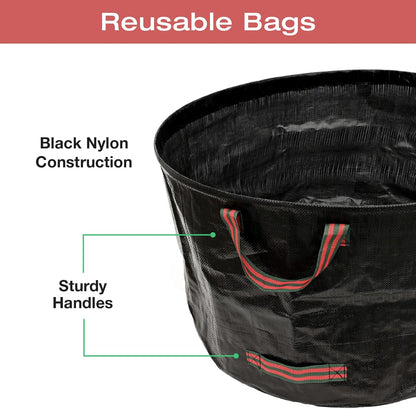 Excello 4-Pack 72 and 63 Gallon Reusable Heavy Duty Gardening Waste Bag Set with Gloves (Black)