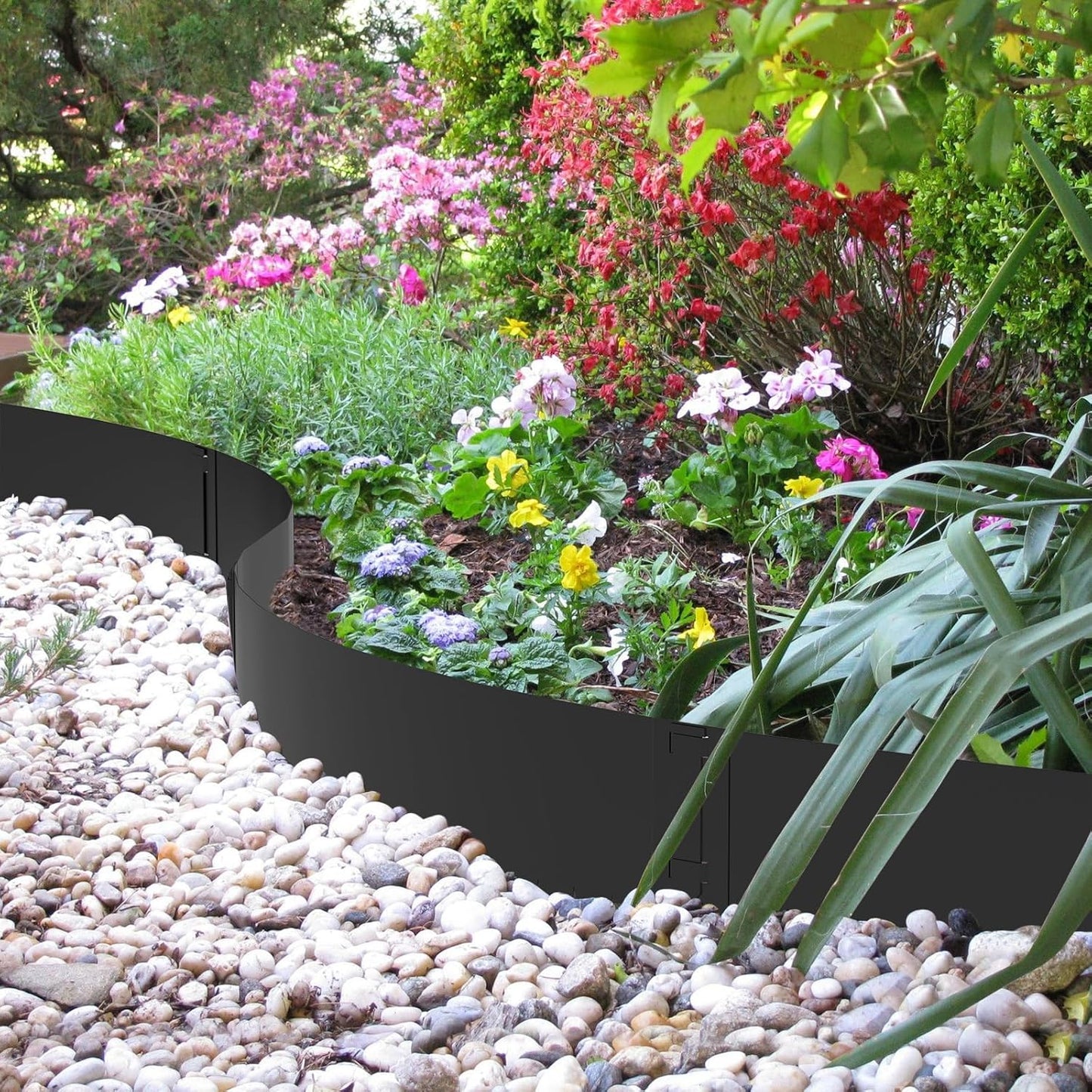 10 Inch Steel Garden Edging Borders, 40" L x 10" H Strips Metal Landscape Edging - Bendable Metal Edging with 6 Clips Edge for Landacaping Lawn Yard (20Ft Total, Black)