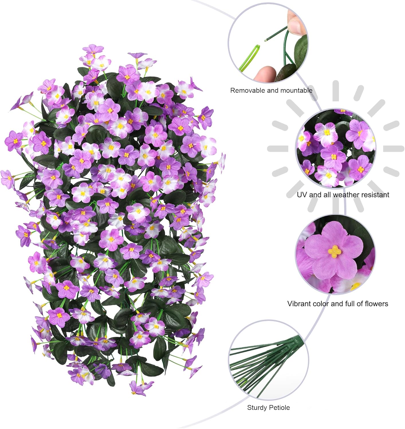 HyeFlora 2PCS Artificial Fall Hanging Flowers for Outdoors, Faux Daisy Muns Plants Fake Silk Orchid Long Stems UV Resistant for Home Garden Wall Party Indoor Outdoor Decor(Light Fuchsia and Fuchsia)