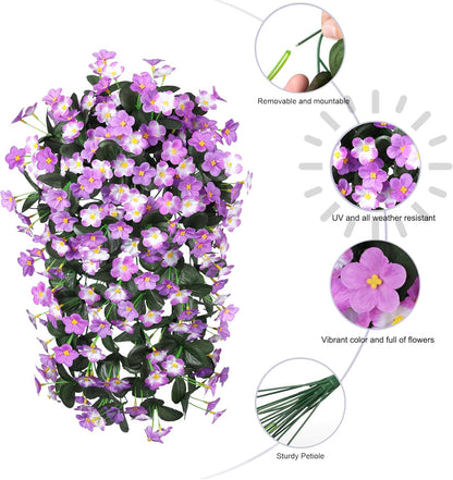 HyeFlora 2PCS Artificial Fall Hanging Flowers for Outdoors, Faux Daisy Muns Plants Fake Silk Orchid Long Stems UV Resistant for Home Garden Wall Party Indoor Outdoor Decor(Light Fuchsia and Fuchsia)