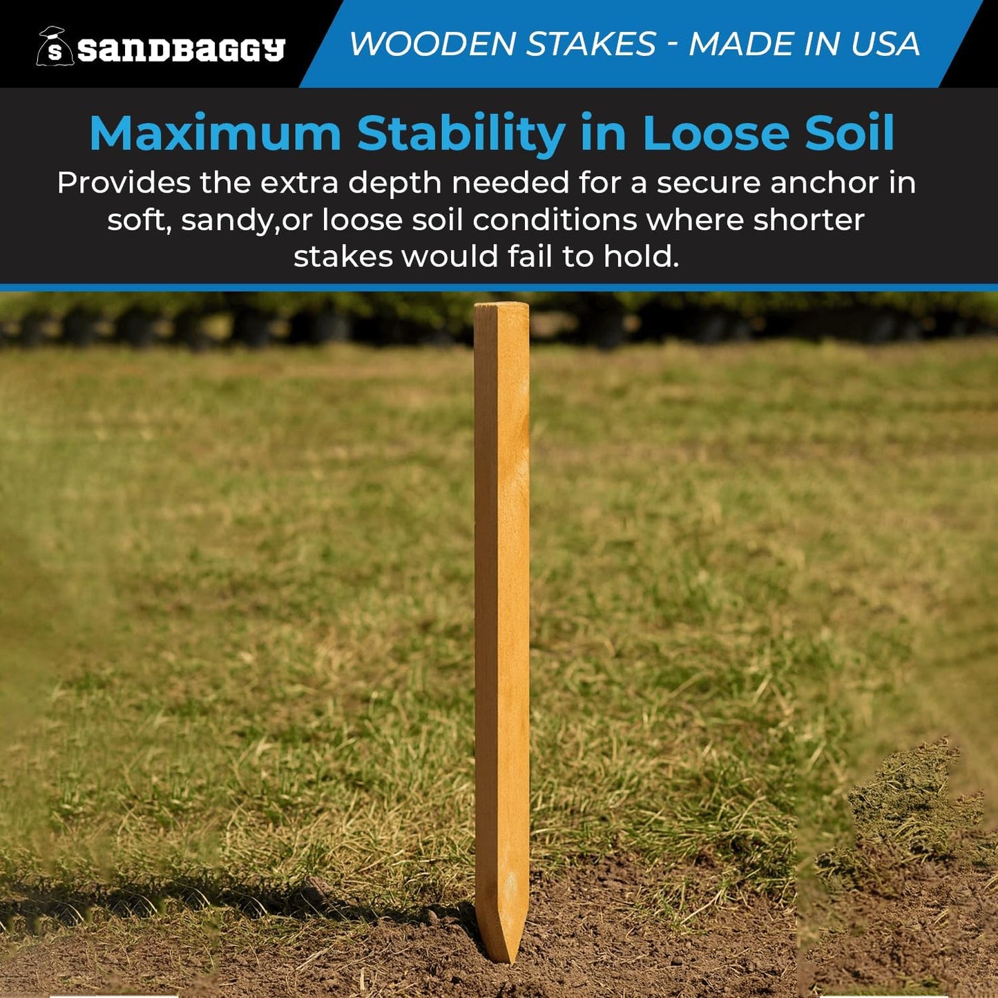 Sandbaggy 3 Ft Wood Stakes (1" X 3" X 36") - Made in The USA - 3" Extra Wide Stakes for Concrete Forms, Garden, Yard, Grading, Survey, Plants, Signs (Douglas Fir Wood, 200)