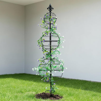 Obelisk Trellis - Elegant 49.5 x 12 Inch Metal Climbing Plant Support for Outdoor Roses, Potted Vines, and Flower Gardens - Perfect Decorative Accent for Home and Garden Decor