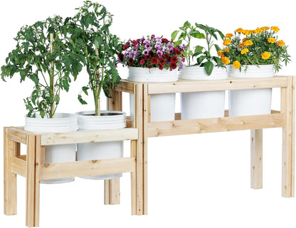 Greenes Fence Two-Tiers Five Bucket Elevated Cedar Wood Garden Frame, 69 in. x 16 in. x 30 in. - Made in USA with North American Cedar