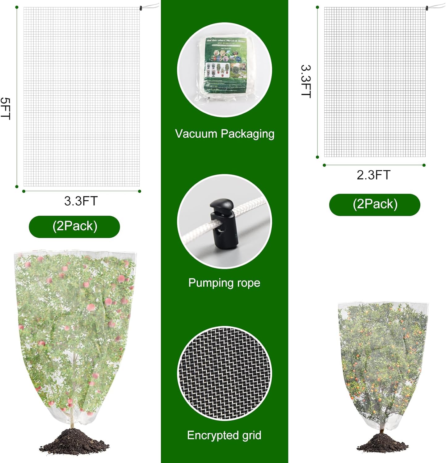 Outlet [4 Pack] Garden Plant Netting - 2 Sizes, Net Cover Bags for Blueberry Bushes, Tomatoes, and Vegetables - Garden Netting for Optimal Plant Protection.