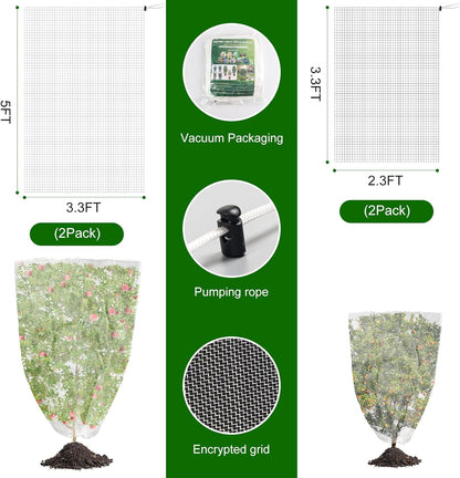 Outlet [4 Pack] Garden Plant Netting - 2 Sizes, Net Cover Bags for Blueberry Bushes, Tomatoes, and Vegetables - Garden Netting for Optimal Plant Protection.