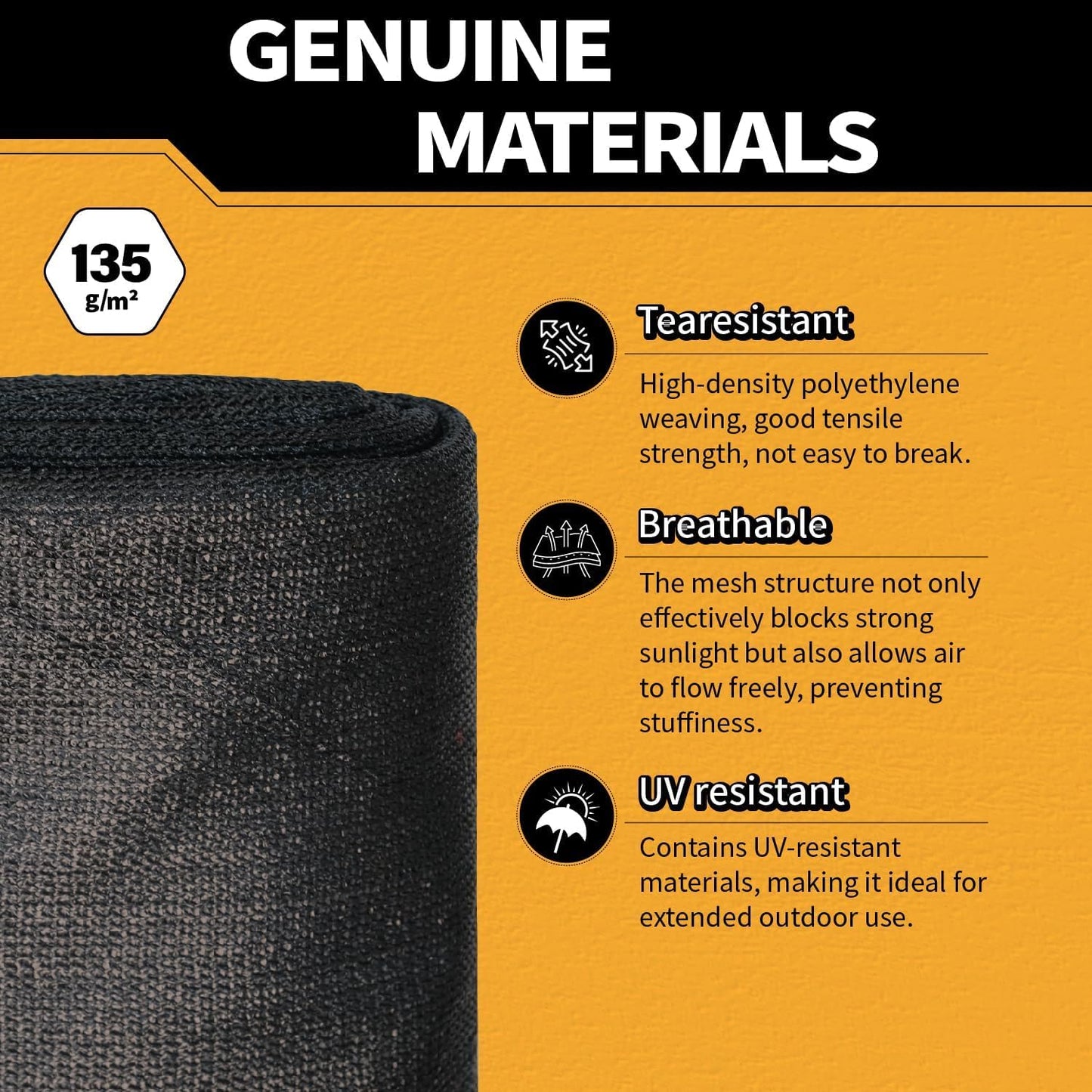 6x20Ft Garden Privacy Fence Screen, 145GSM Heavy Duty 90% Blockage Windbreak Mesh Tarp with Reinforced Edges & Anti-Rust Grommets, Includes Zip Ties for Garden, Yard, Backyard, Outdoor, Black