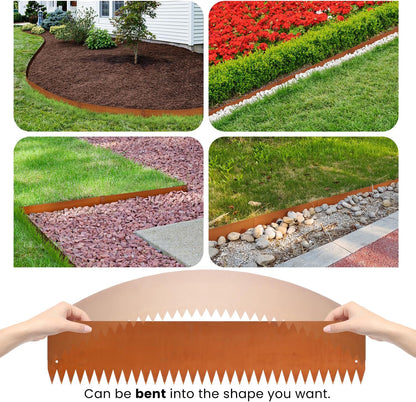 Corten Steel Landscape Edging Metal Edging Landscaping Garden Edging Steel Landscaping 40 Inch Strips 8 Inch Lawn Edge Border Rust Patina Hammer-in for Yard Lawn 6 pcs
