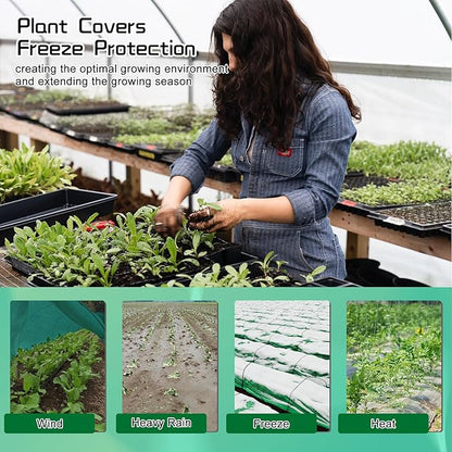 Plant Covers Freeze Protection 10FT x 33FT,Reusable Garden Fabric Floating Row Cover for Greenhouse,1.23 oz/yd² Thick Breathable Plant Blankets Frost Shade Cloth for Clod Winter