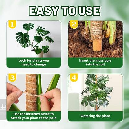 4 Pack Moss Pole, 28 Inch Bendable Moss Pole for Plants Monstera, Monstera Plant Support, Garden Trellis Plant Stick Stakes for Indoor Potted Plants Pothos
