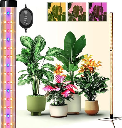 Grow Lights for Indoor Plants with Stand, Standing Grow Light with 3 Light Modes, LED Full Spectrum Vertical Grow Lights for Indoor Plants with Timer for Indoor Plants, Greenhouse (50 Inch)