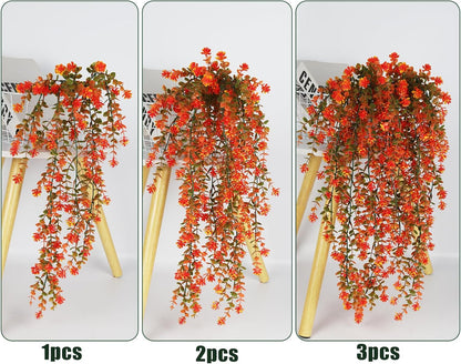 Fall Artificial Hanging Plants Artificial Fall Flowers Faux Autumn Plants Faux Hanging Plants Artificial Plants Fake Plants for for Thanksgiving Indoor Outdoor House Wedding Garden Party (Salmon)