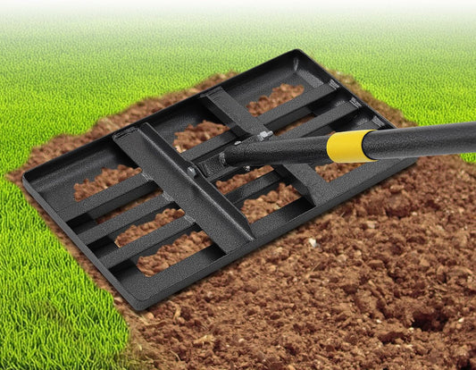 72" Heavy Duty Lawn Leveling Rake - 17x10in Stainless Steel Grading Tool with Ergonomic Adjustable Handle | Professional Grass Soil Leveler for Golf Courses, Backyards & Sports Fields