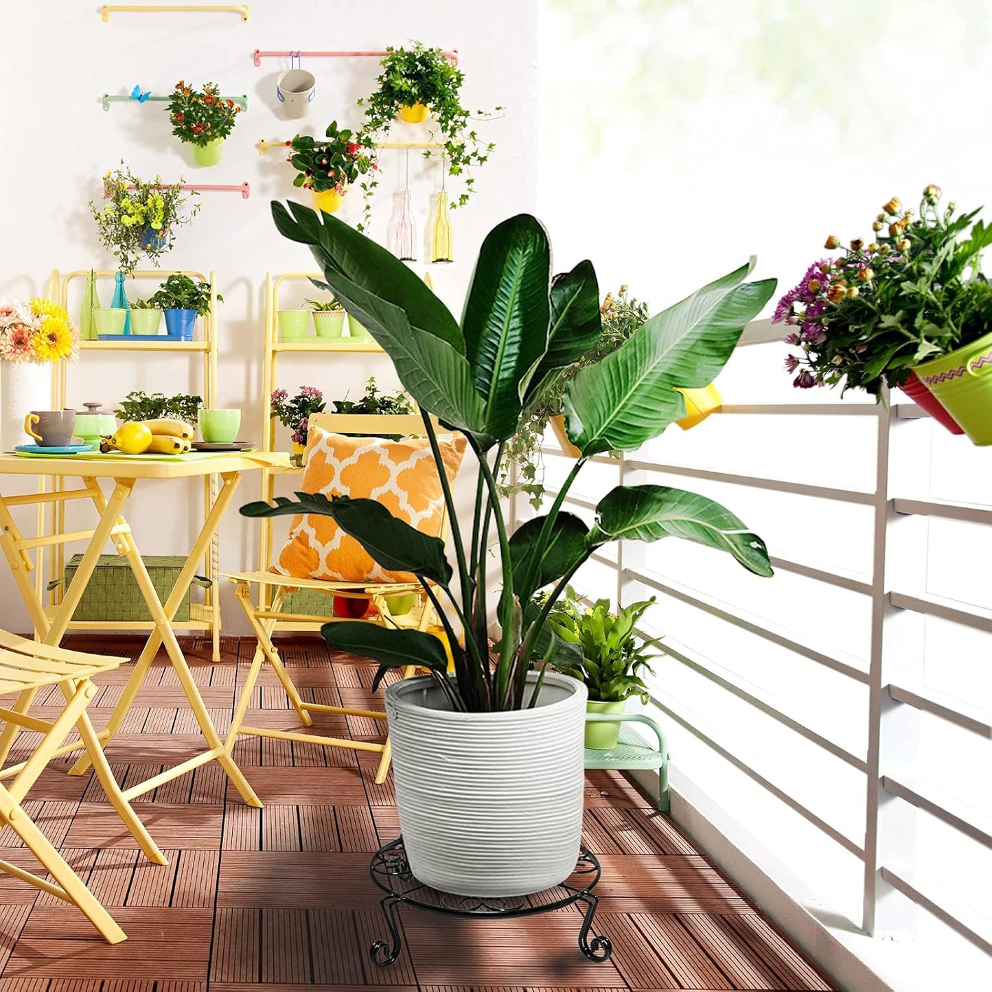 1 pack 10"-12" Metal Plant Stand Outdoor, for Flower Pot Heavy Duty Potted Holder Round Wrought Rustproof Iron Planter Stand, plant Stands Indoor Clearance and Outdoor patio - 12 Inches Black