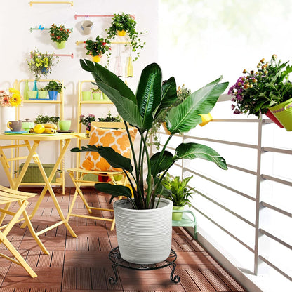 1 pack 10"-12" Metal Plant Stand Outdoor, for Flower Pot Heavy Duty Potted Holder Round Wrought Rustproof Iron Planter Stand, plant Stands Indoor Clearance and Outdoor patio - 12 Inches Black