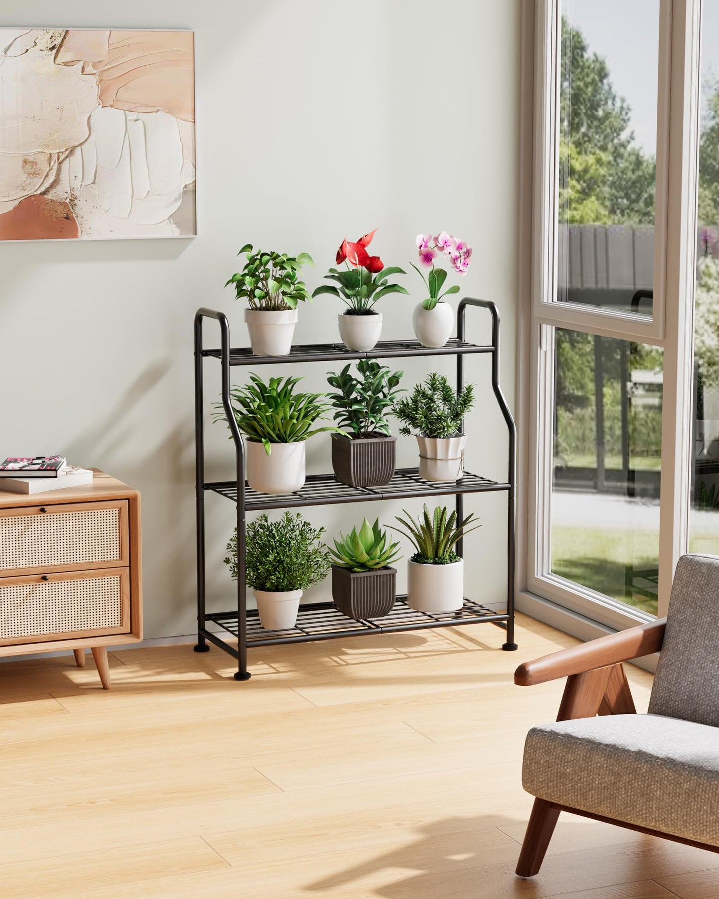 Kitsure 3-Tier Plant Stand Indoor & Outdoor, 27" x 11.4" x 29.3", Black