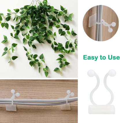 100Pcs Plant Vine Wall Clips Hooks for Climbing Plants, Invisible Self-Adhesive Plant Climbing Fixture Fixer Holder Wall Vine Hanging Clip Indoor Outdoor Cable Wire Fixing