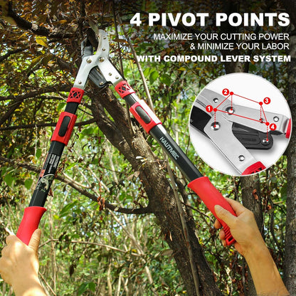 HAUTMEC Anvil Loppers for Tree Trimming Heavy Duty, Extendable 27-37'' Garden Bypass Loppers with Compound Action System, 2" Cutting Capacity, Labor-Saving Tree Trimmer for Yard, Lawn Branch Cutter