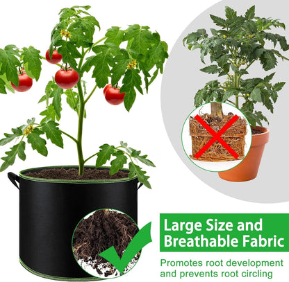 NACHLYNN 5-Pack 15 Gallon Grow Bags Thickened Nonwoven Fabric Pots Heavy Duty Aeration Fabric Pots with Handles Plant for Gardening Fruits Flowers Plant