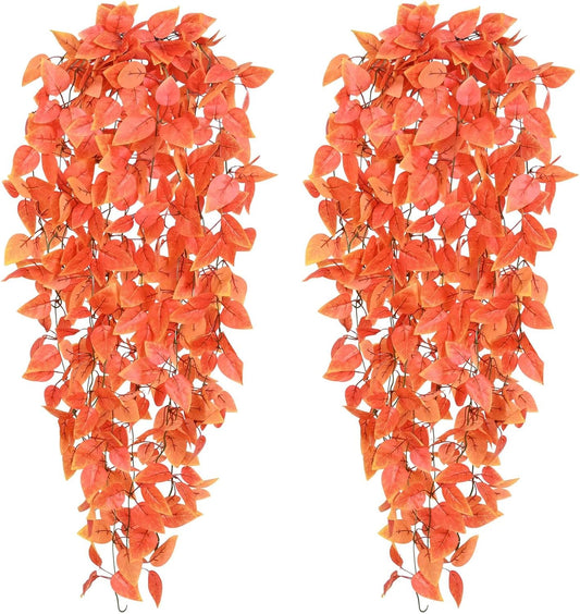 BLEUM CADE Fake Hanging Plants, 2pcs Artificial Hanging Plant, Faux Orange Vines Hanging Plant for