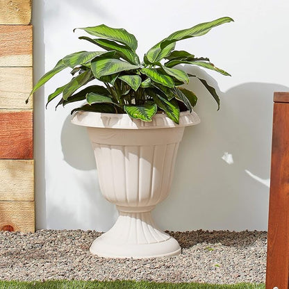 PL10BG Classic Traditional Plastic Urn Planter Indoor/Outdoor 15" x 13", Beige
