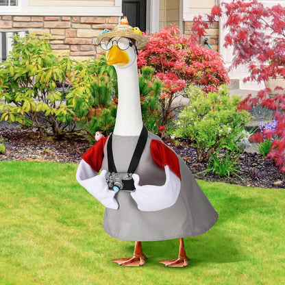 Geyoga Goose Outfit for 23 Inch Cement Plastic Porch Bird Watching Theme Goose Clothe Gift for Bird Lovers Outdoor Yard Lawn Garden Costume