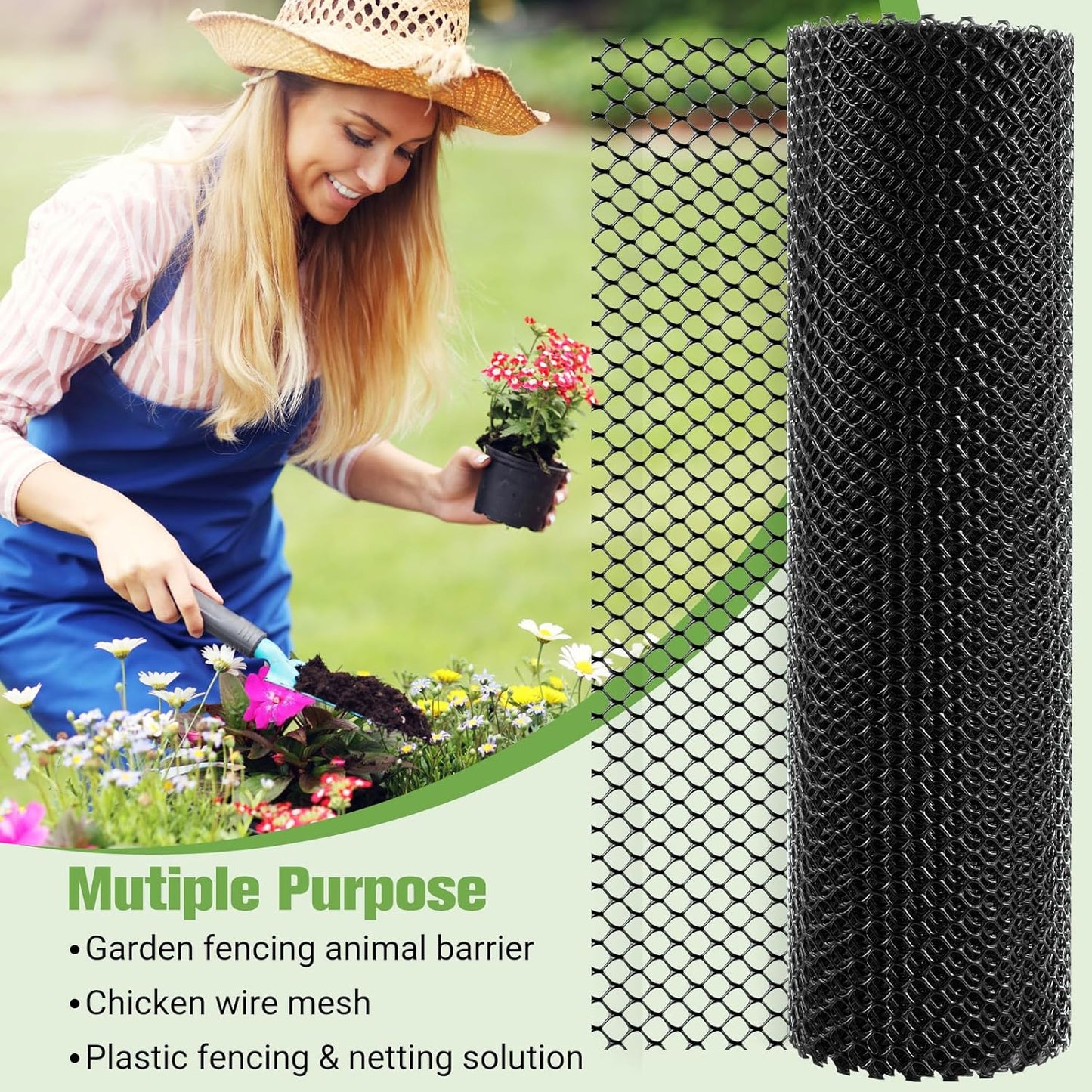Mesh Tree Guard Trunk Protectors, Chicken Wire for Floral Arrangements, Tree Wraps to Protect Bark, Flexible Net Tree Guard 16 in x 20FT with 50 Zip Ties, Tree Bark Protector from Deer-Black
