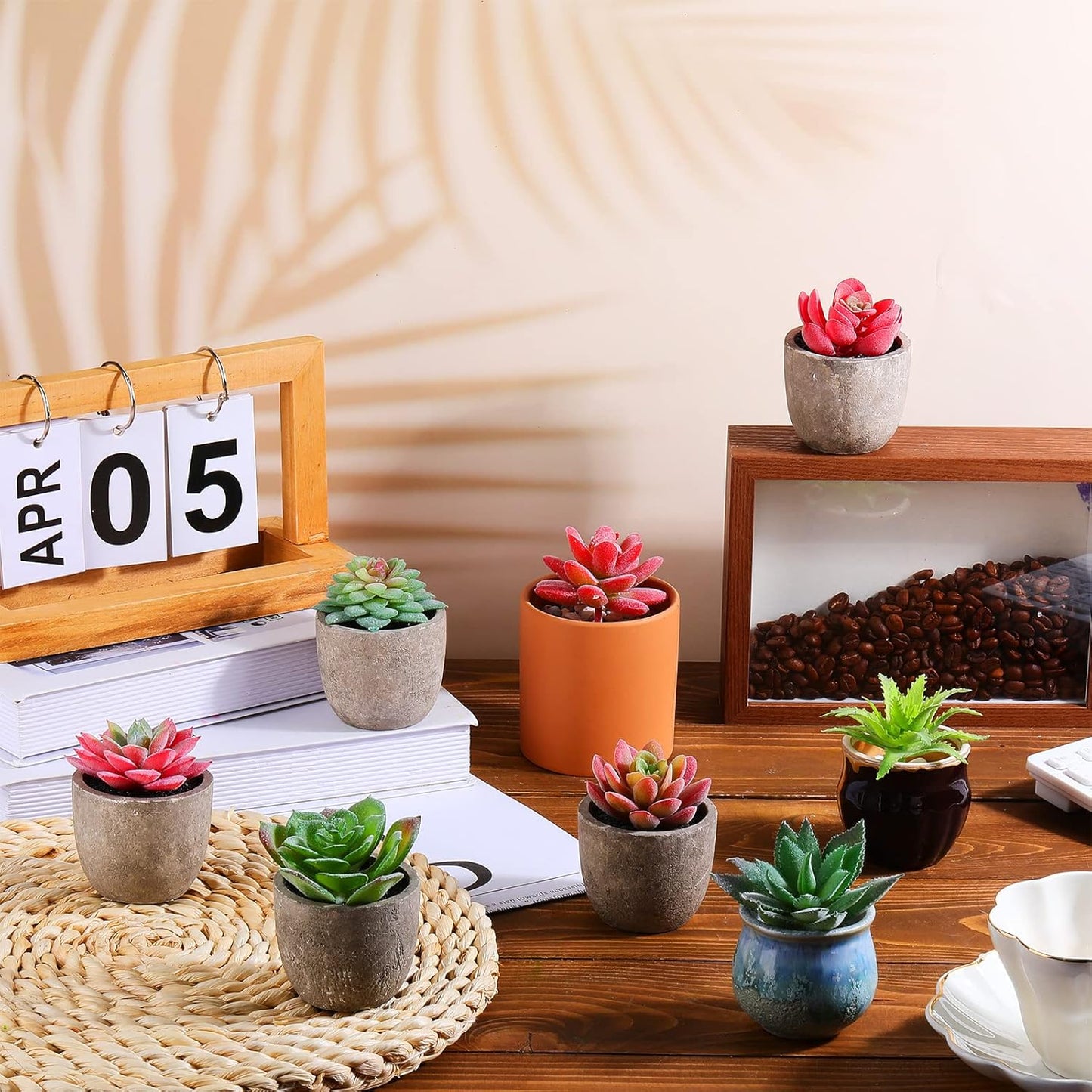 WILLBOND 50 Pcs Bulk Mini Artificial Succulents Plants Assorted Unpotted Realistic Plants Fake Textured Succulent Picks Realistic Plastic Cactus Stems for Succulent Garden Home Decor (Normal Style)
