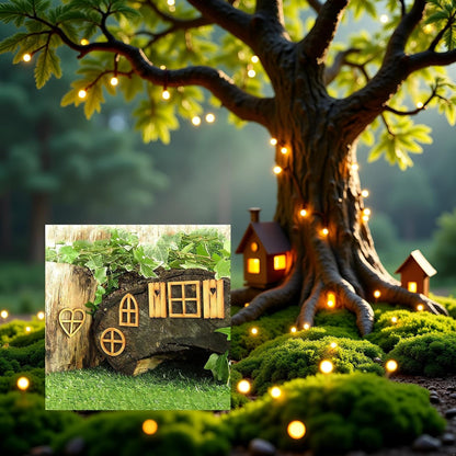6Pcs Wooden Fairy Garden Door, Blank Door House and Windows Ornaments Tree Statues for Trunk Yard Decoration Sculptures Miniature Buildings Structures