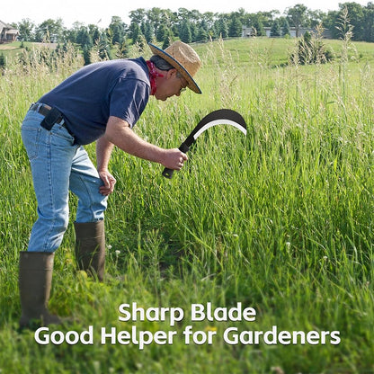 Weeding Sickle Machete Knife Brush Clearing Hand Sickle Garden Tool with Carbon Steel Thick Blade Gardening Machete for Yard Work