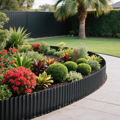 Corrugated Metal Garden Edging 6" x 50Ft, Sturdy Lawn Edging Border, Landscape Edging Border for Lawn, Flower Bed, Garden and Yard (Black, 6 * 50Ft)