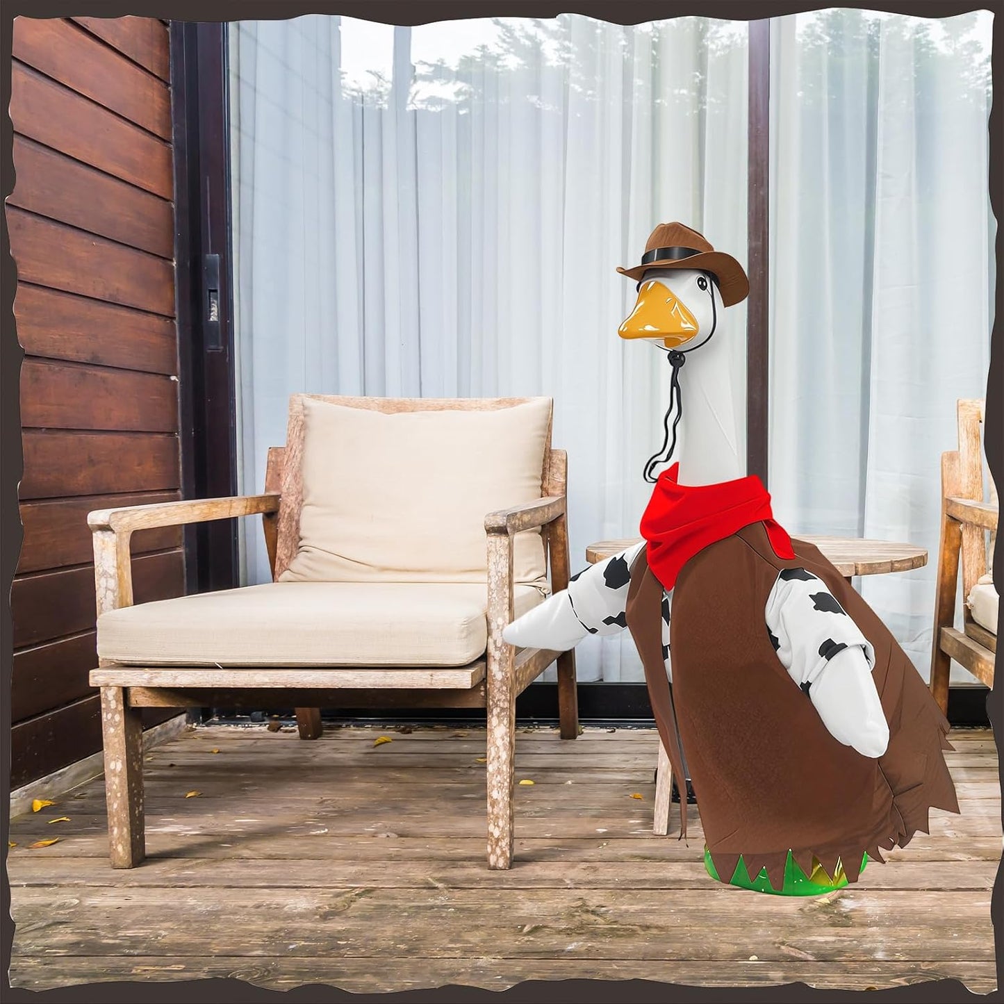 Porch Goose Outfits for 23” High Plastic Goose Cowboy Outfits Clothes for Cement Goose for Indoor Outdoor Garden Yard Lawn Patio Art Decor