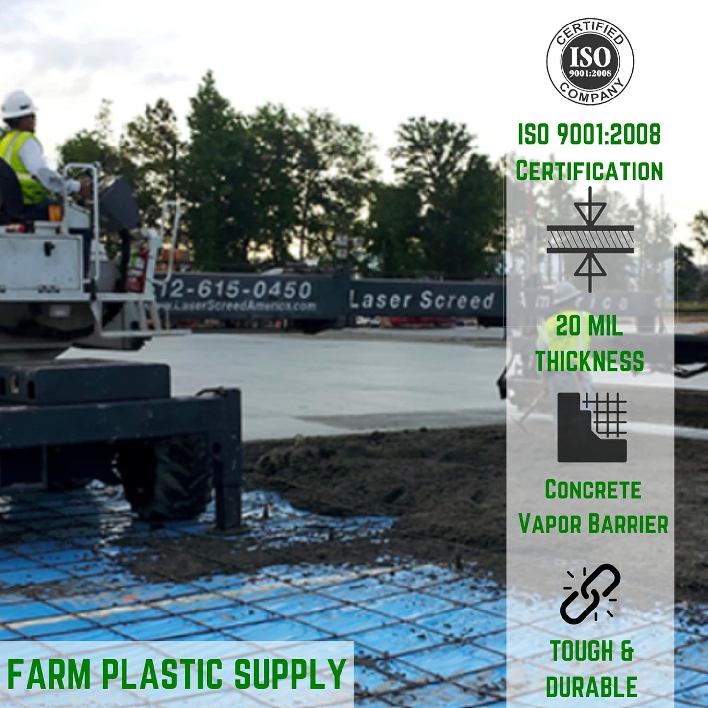 Farm Plastic Supply - Concrete Vapor Barrier - 20 mil - Heavy Duty Plastic Tarp, Polyolefin Vapor Barrier Plastic Sheeting, Painters Tarp, Roll of Heavy Duty Plastic (12' x 70')