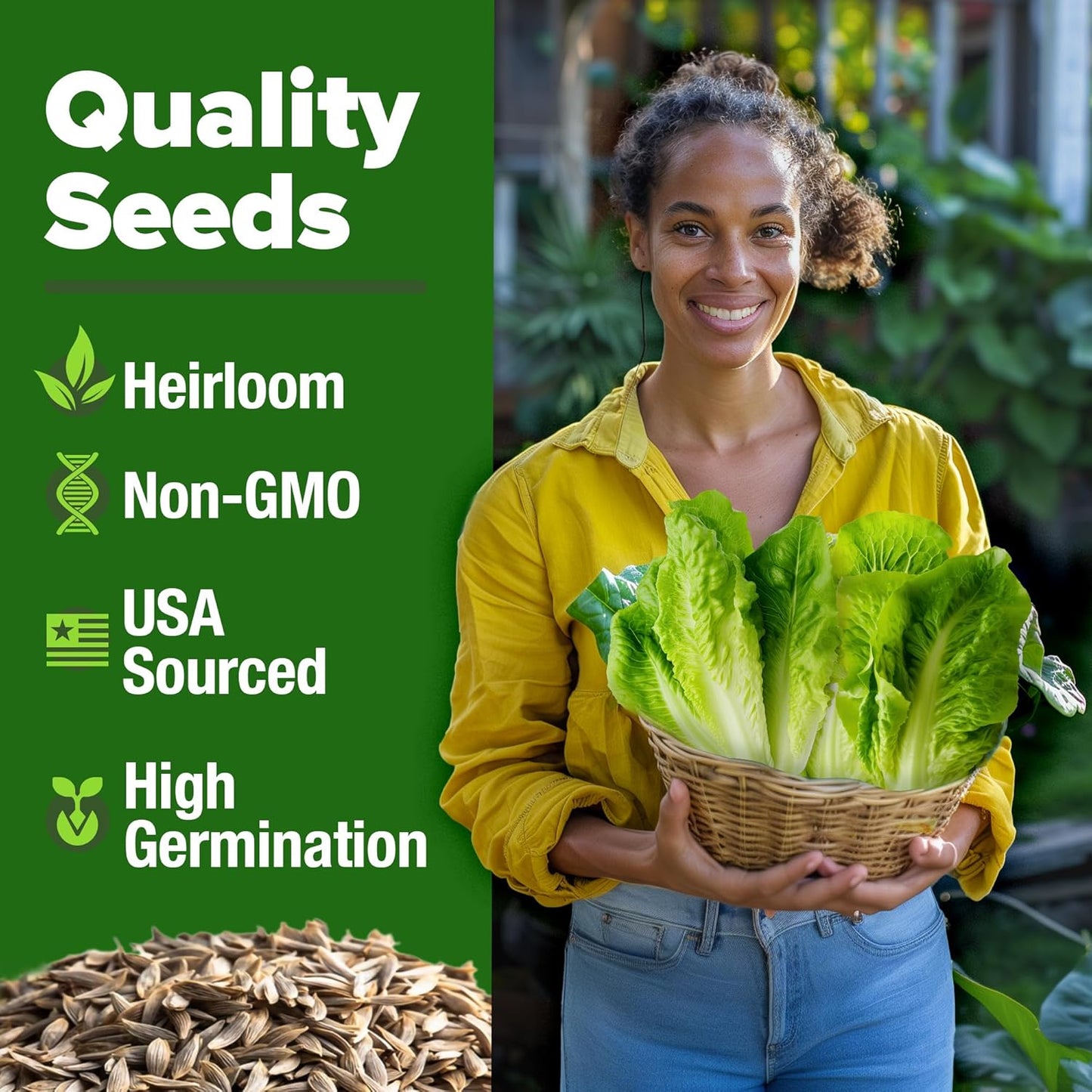 HOME GROWN Romaine Lettuce Seeds, Paris Island Bulk Pack, 7000+ Lettuce Seeds for Planting, High Germination Heirloom 𝗡𝗢𝗡-𝗚𝗠𝗢 𝗨𝗦𝗔 Vegetable Seeds,Works Indoor in Hydroponic Garden and Outdoor
