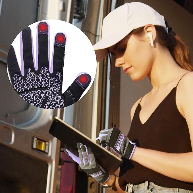HANDLANDY Women Safety Work Gloves Utility Touch Screen Working Grip Glove for Yardwork Gardening Breathable Mechanic Gloves