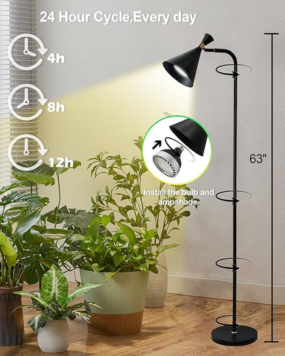 Standing Plant Grow Light, LED Growing Light Full Spectrum for Indoor Plants，4/8/12H Timer, Flow Grow Light for Tall Large Indoor Plants