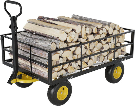 3-in-1 Heavy-Duty Steel Garden Cart, 1200 Lbs Garden Wagon, with 13 Inch All-Terrain Tires and