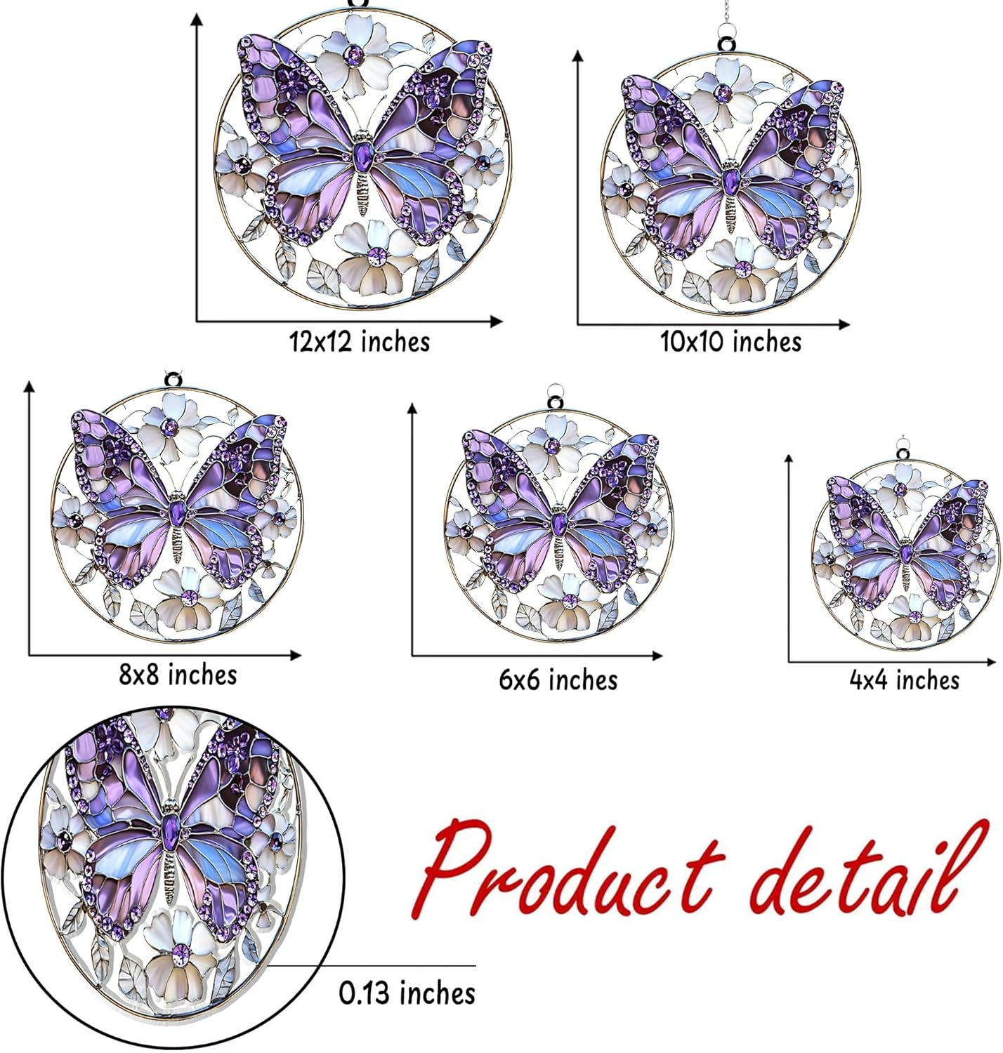 Violet Butterfly Acrylic Suncatcher Stained Glass Effect Window Car Hanging Christmas Ornament Indoor Outdoor Decor Garden Sun Catcher Panels for Butterfly Lover for Women Mom Grandma