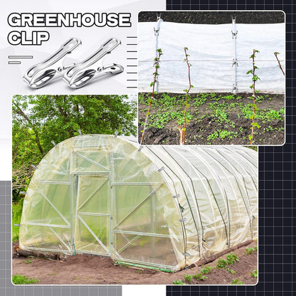 Raiten 100 Pcs Garden Clips Stainless Steel Greenhouse Clamps Heavy Duty Clips Have a Strong Grip to Hold Down The Shade Cloth or Plant Cover on Garden Hoops or Greenhouse Hoops and Netting Holding