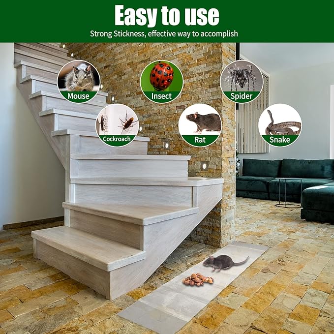 Qualirey 20 Pcs 47 Inch Ultra Large Sticky Mouse Glue Traps Sticky Rat Trap That Work for Rats Roaches Rodents Heavy Duty Pre Baited Mats Indoor Outdoor Catch Pest (White)