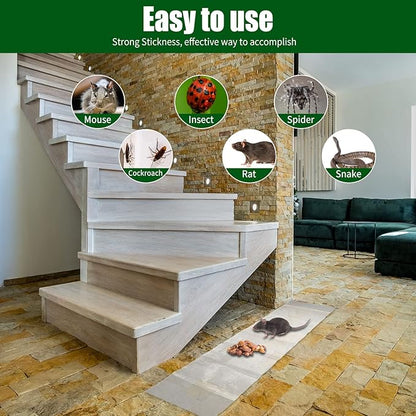 Qualirey 20 Pcs 47 Inch Ultra Large Sticky Mouse Glue Traps Sticky Rat Trap That Work for Rats Roaches Rodents Heavy Duty Pre Baited Mats Indoor Outdoor Catch Pest (White)